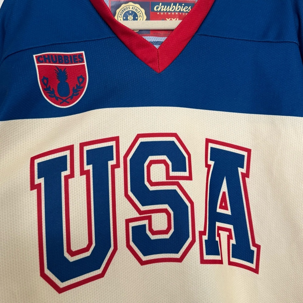 Chubbies Jersey Mens Athletic Club USA V Neck Pullover Sz XXL Patriotic - Picture 2 of 8